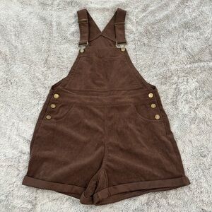 Corduroy Ribbed Short Overalls